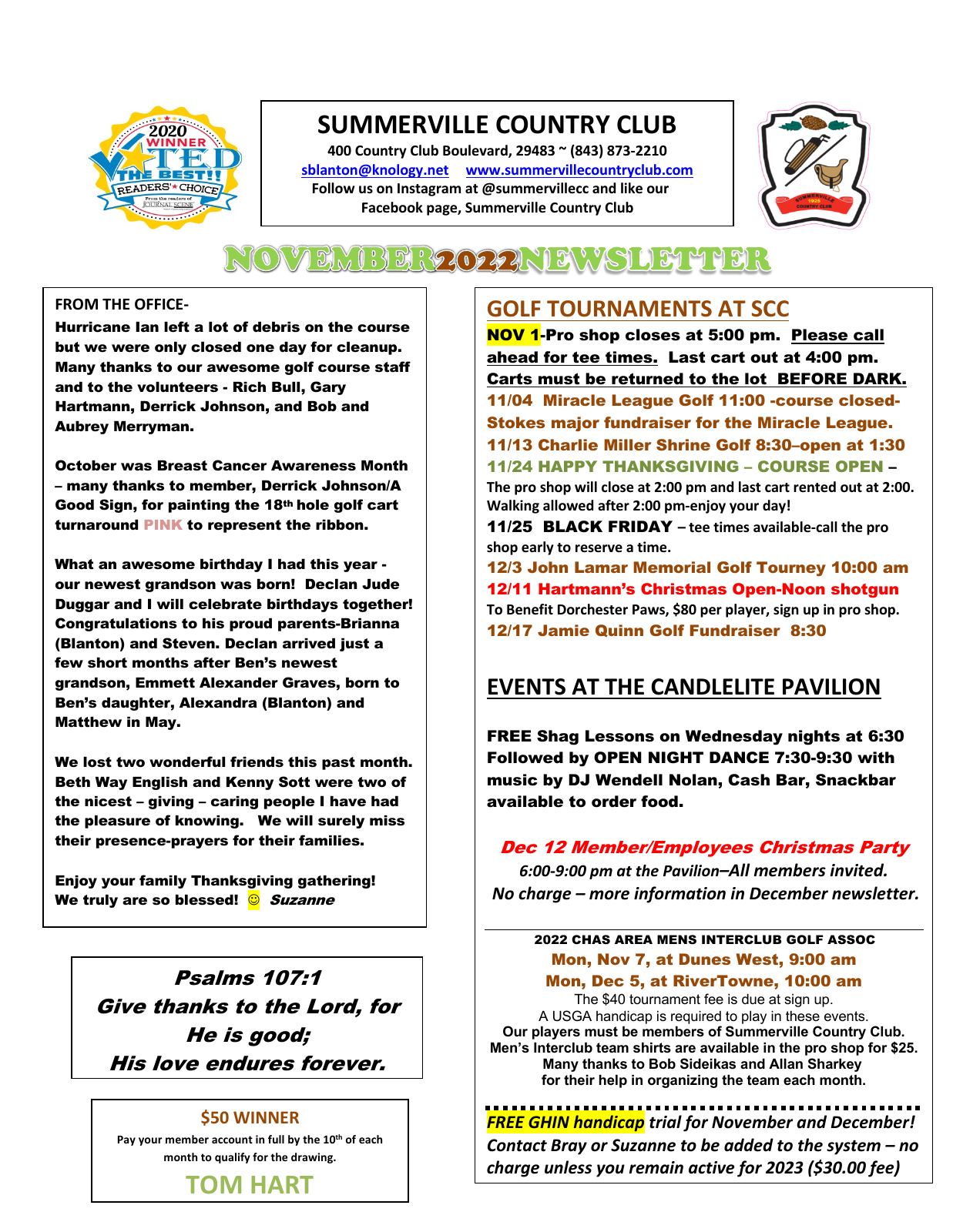 November 2022 newsletter, page 1 of 2