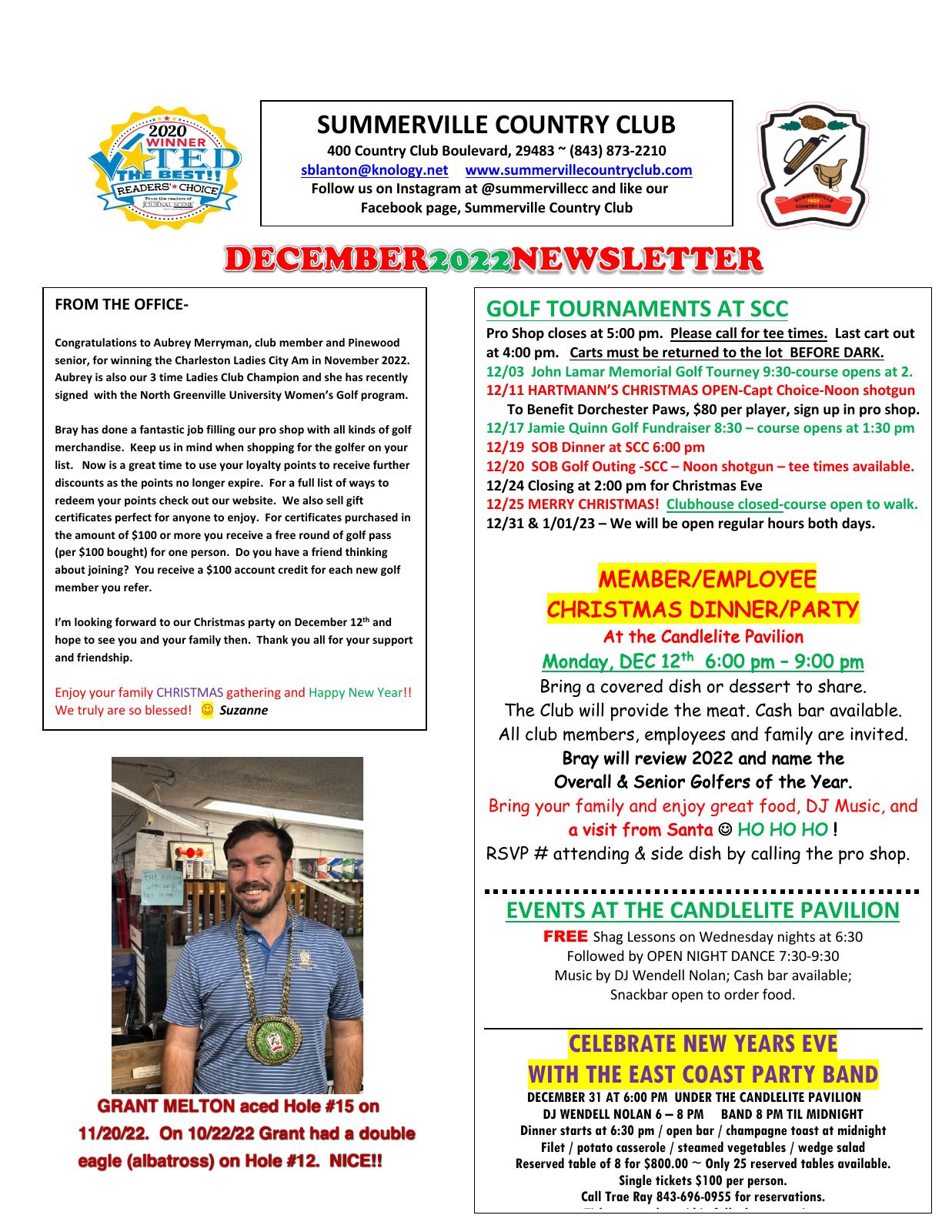 December 2022 newsletter, page 1 of 2