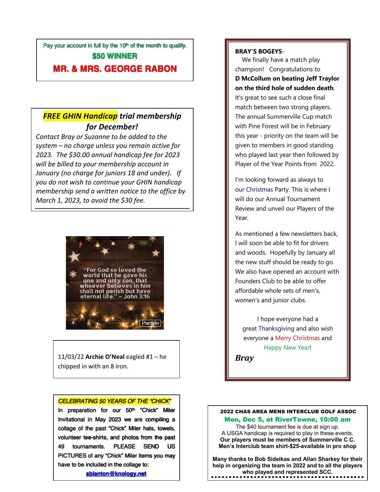 December 2022 newsletter, page 2 of 2