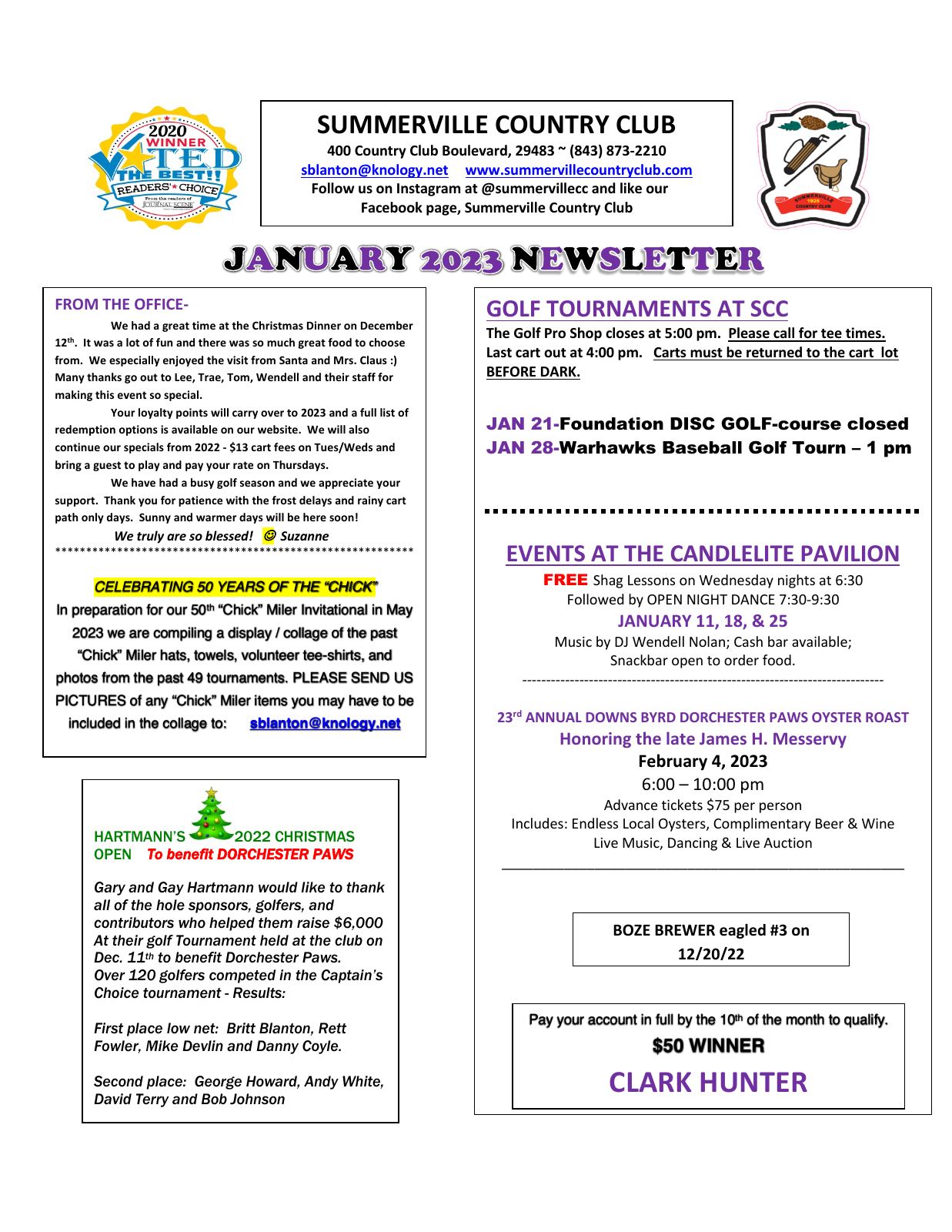 January 2023 newsletter, page 1 of 2