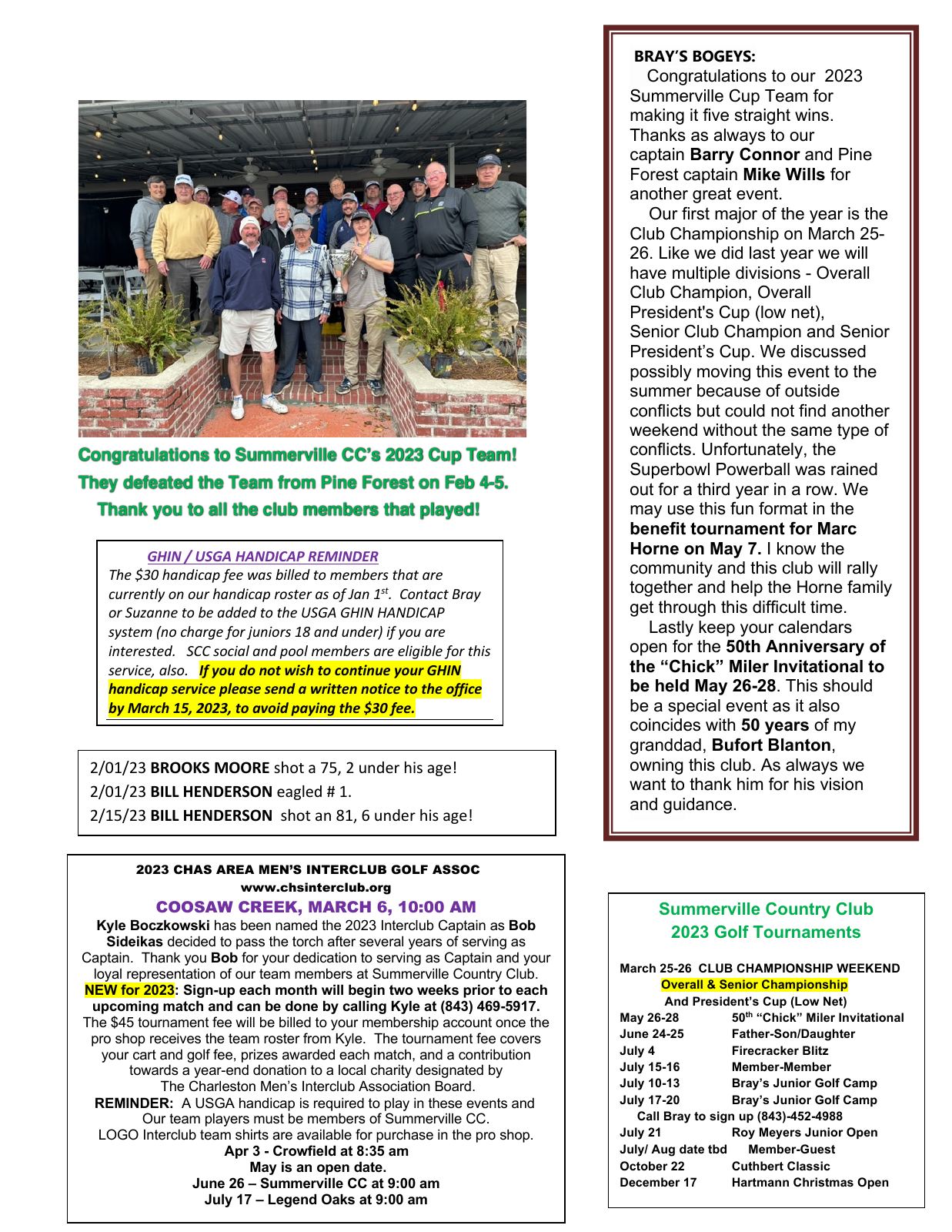 March 2023 newsletter, page 2 of 2