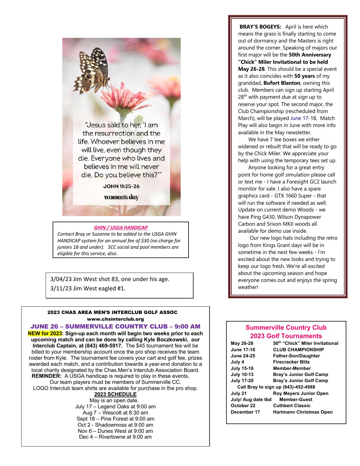 April 2023 newsletter, page 2 of 2