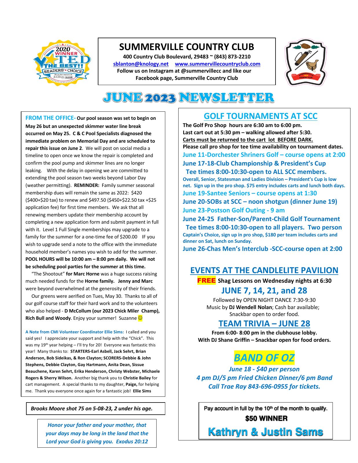 June 2023 newsletter, page 1 of 2