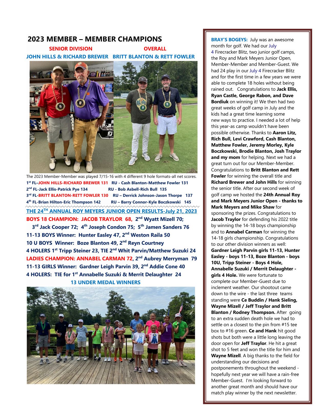 August 2023 newsletter, page 2 of 2