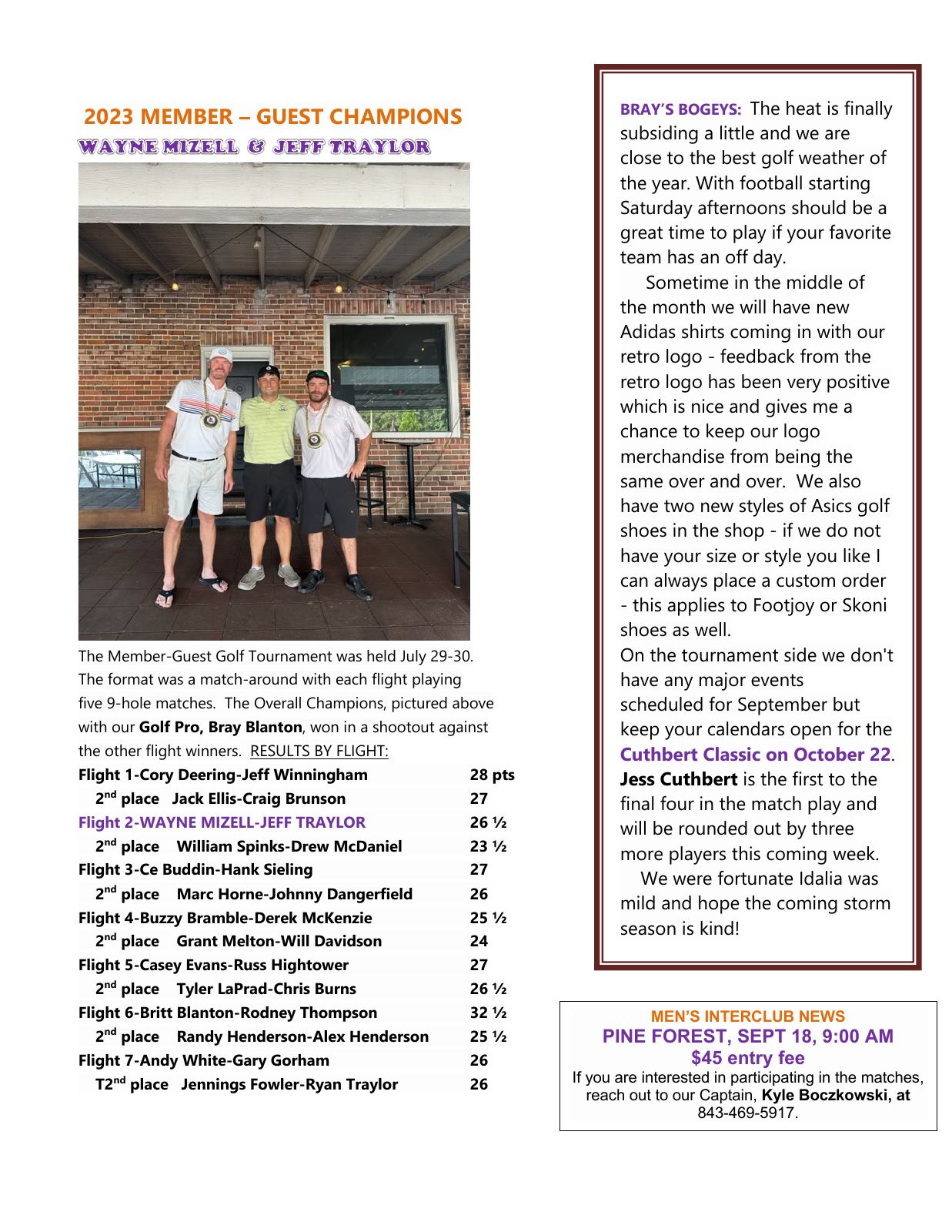 September 2023 newsletter, page 2 of 2