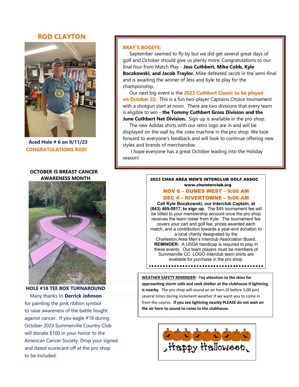 October 2023 newsletter, page 2 of 2