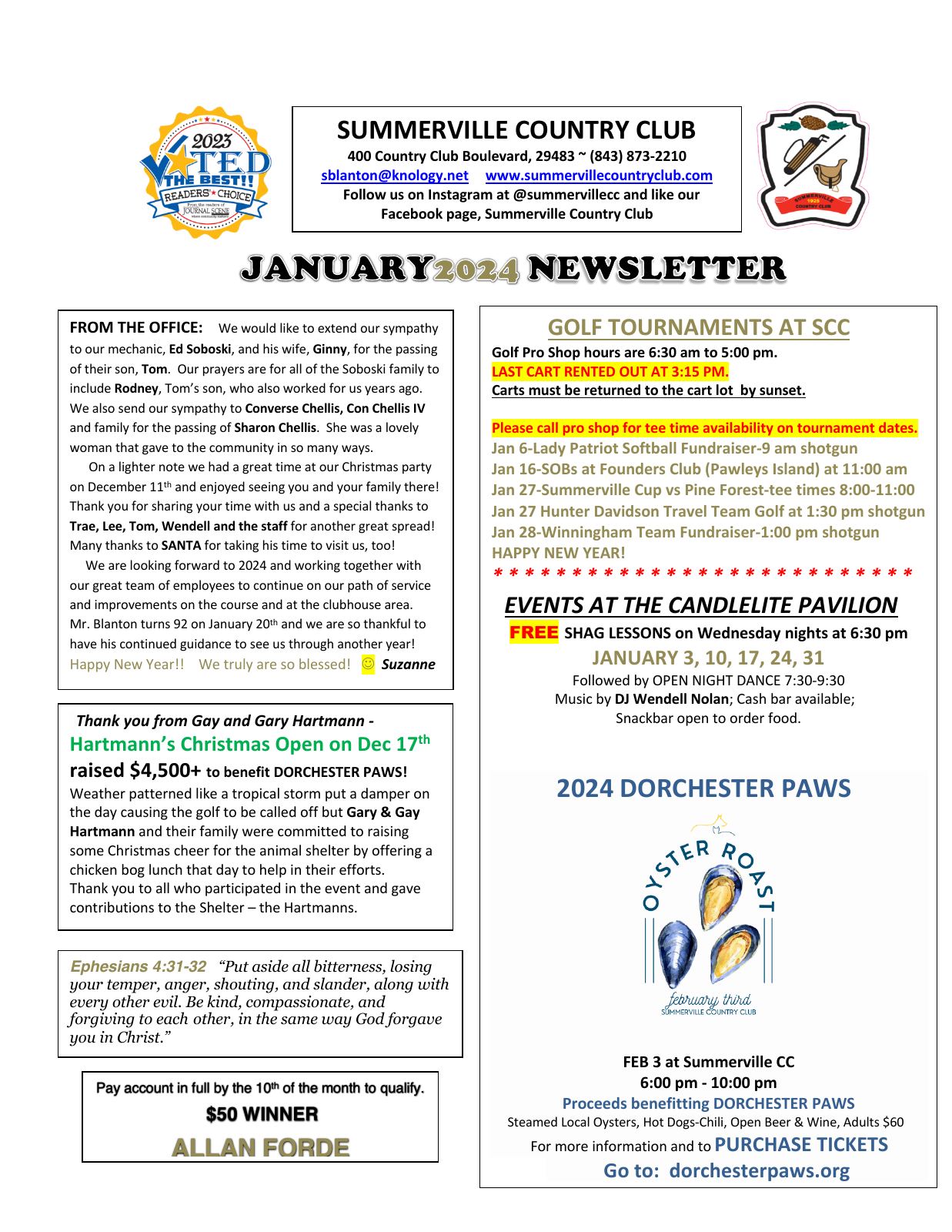 January 2024 newsletter, page 1 of 2