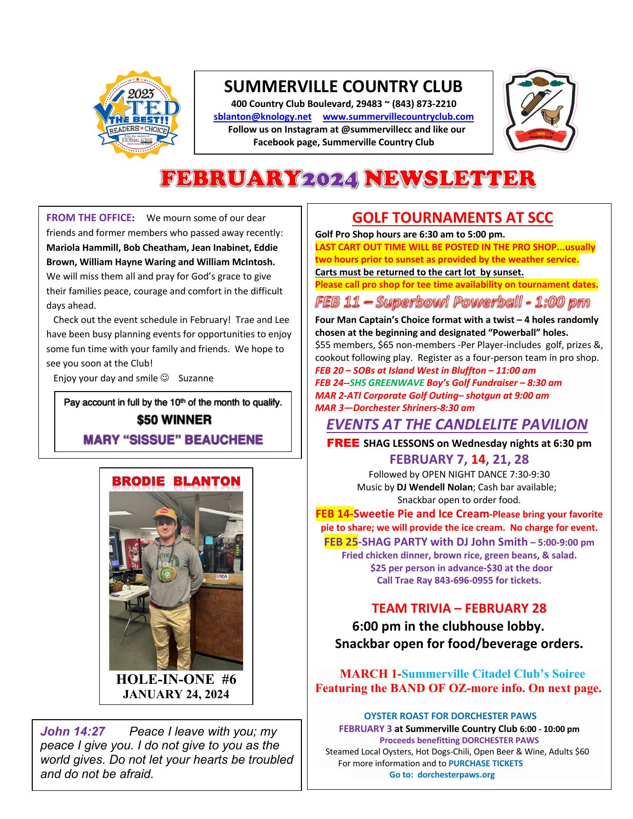 February 2024 newsletter, page 1 of 2