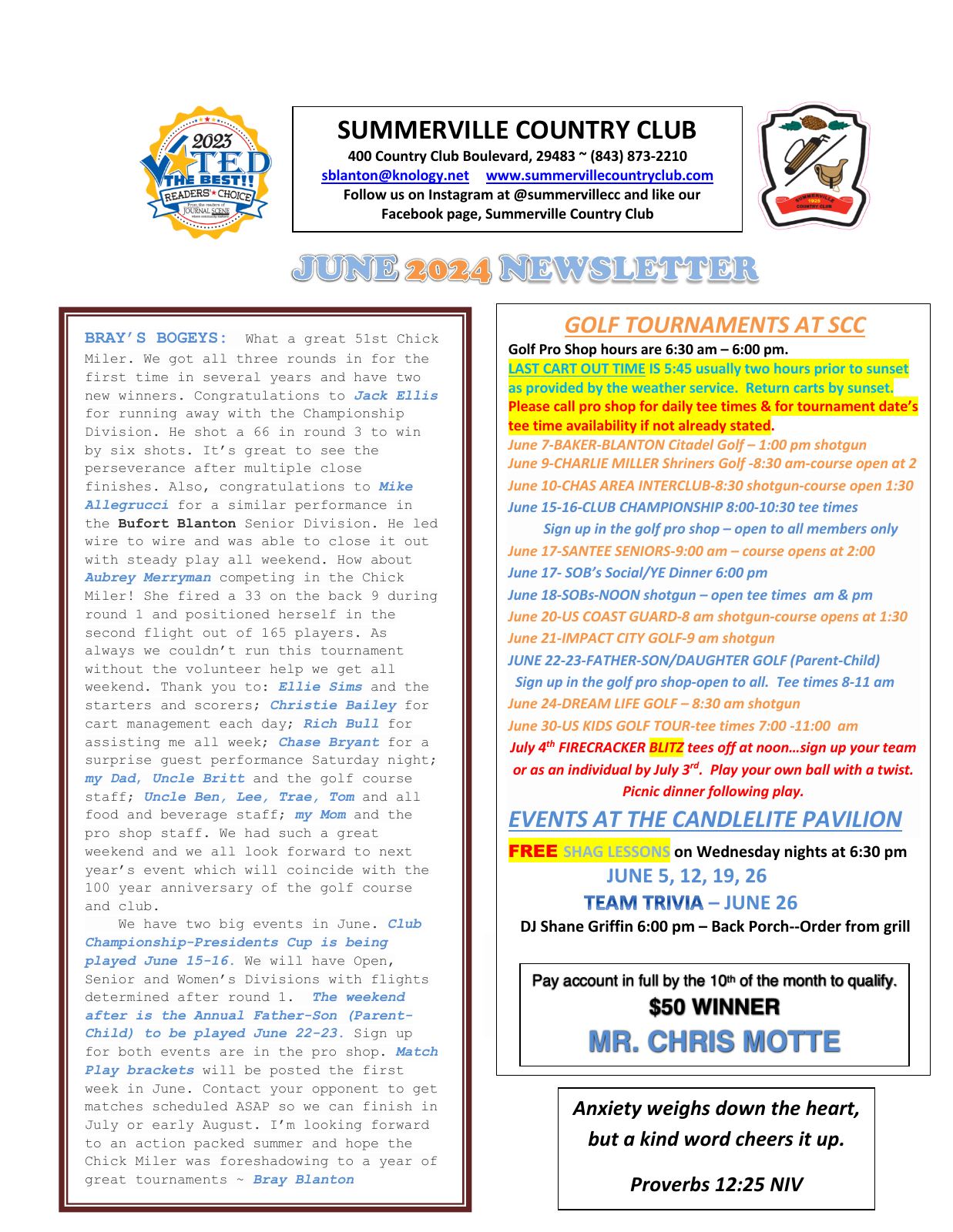 June 2024 newsletter, page 1 of 2