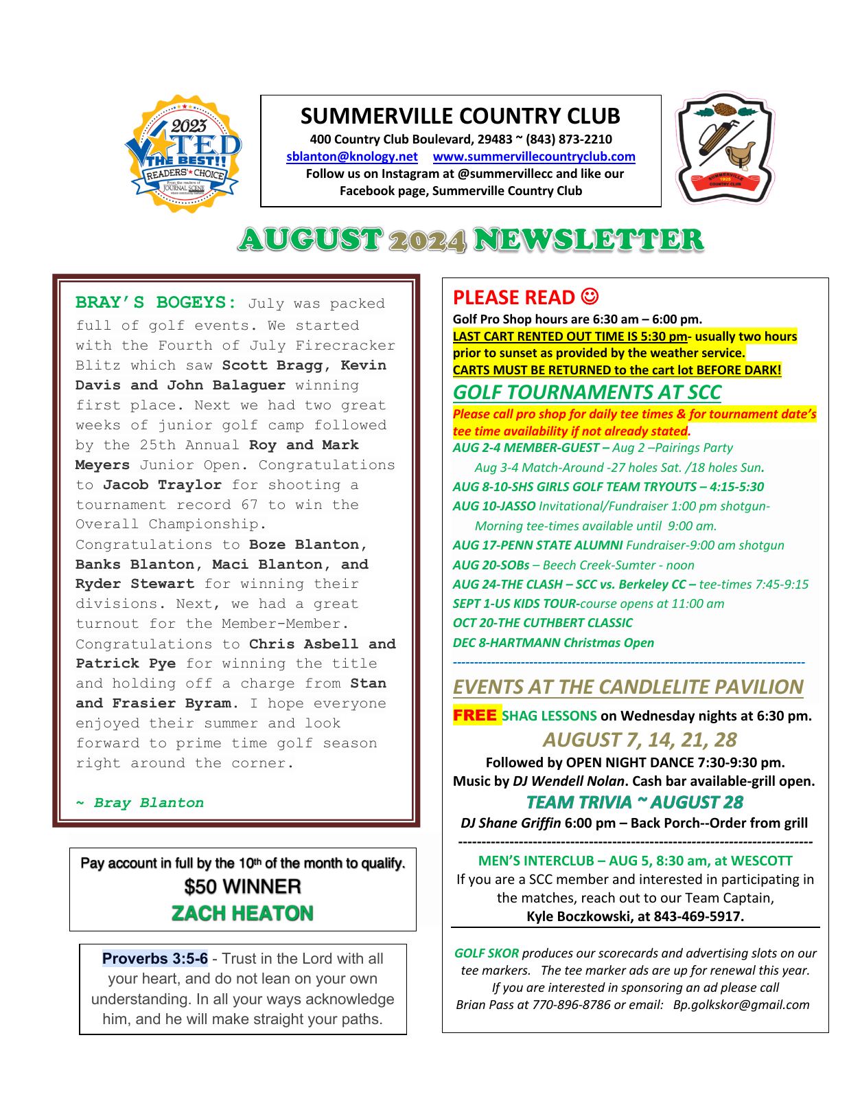 August 2024 newsletter, page 1 of 2