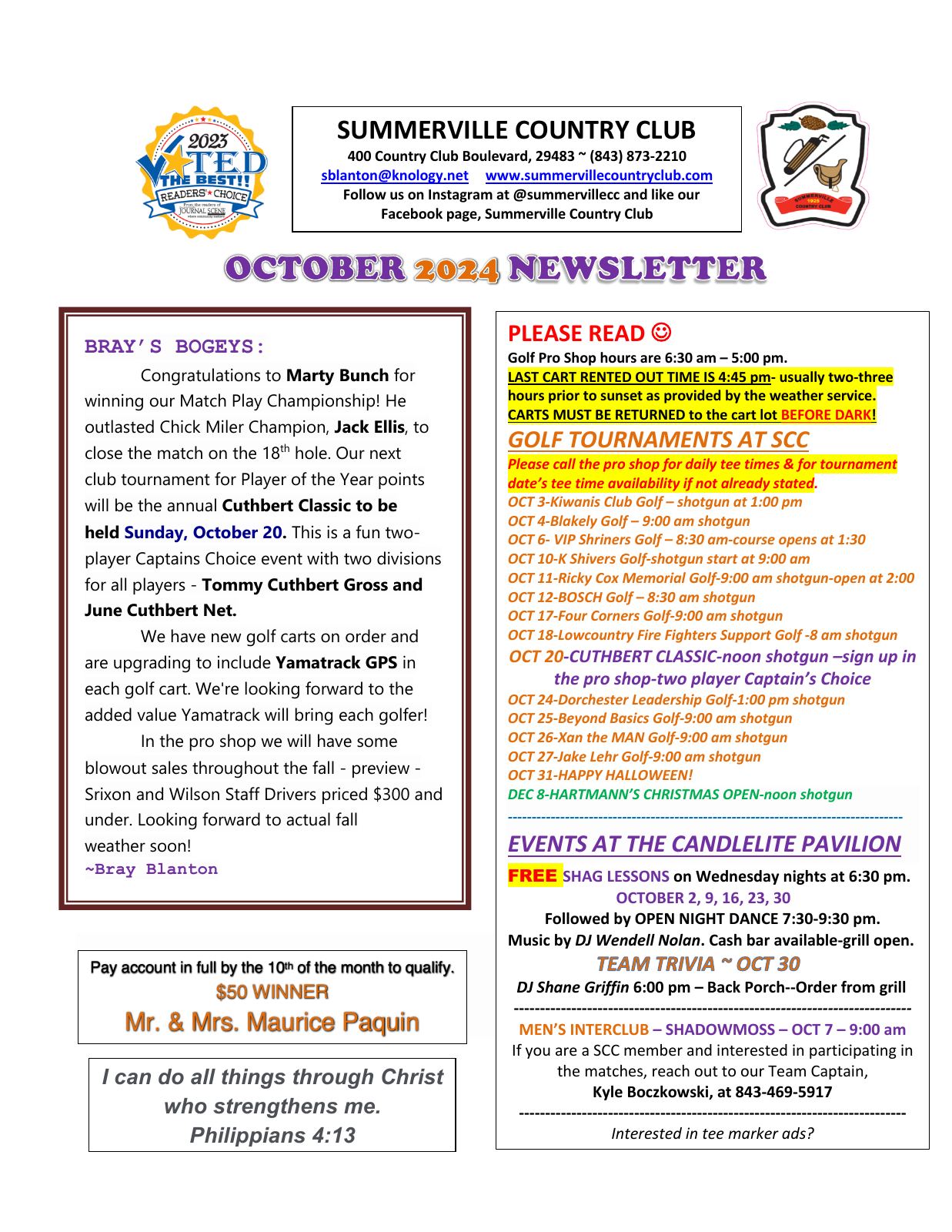 October 2024 newsletter, page 1 of 2