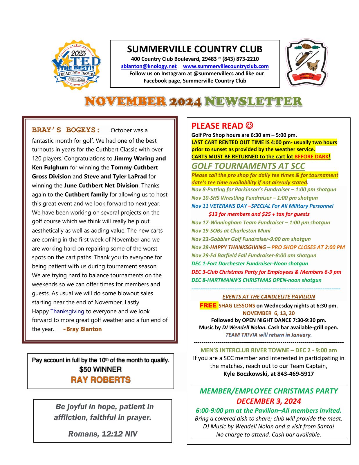 November 2024 newsletter, page 1 of 2