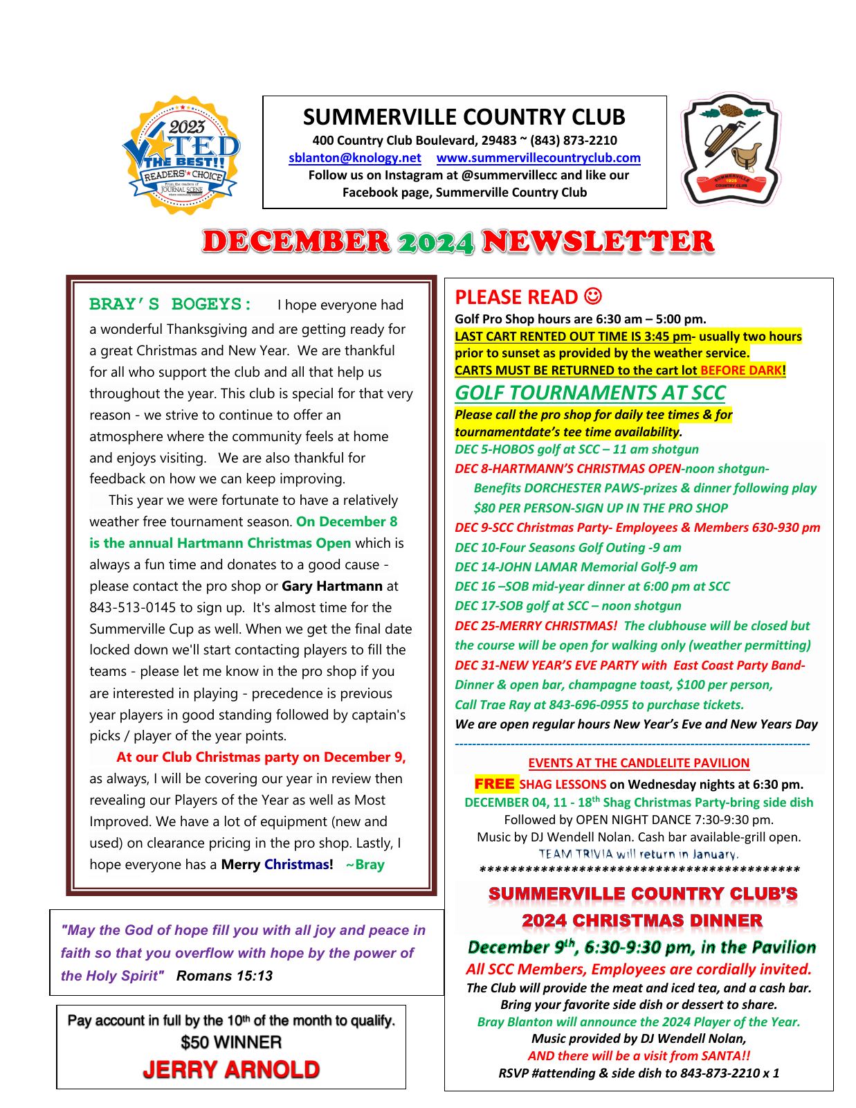 December 2024 newsletter, page 1 of 2