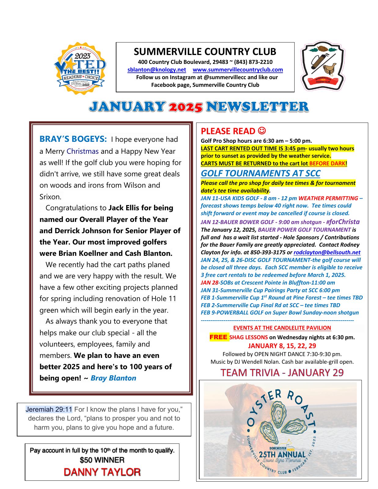 January 2025 newsletter, page 1 of 2