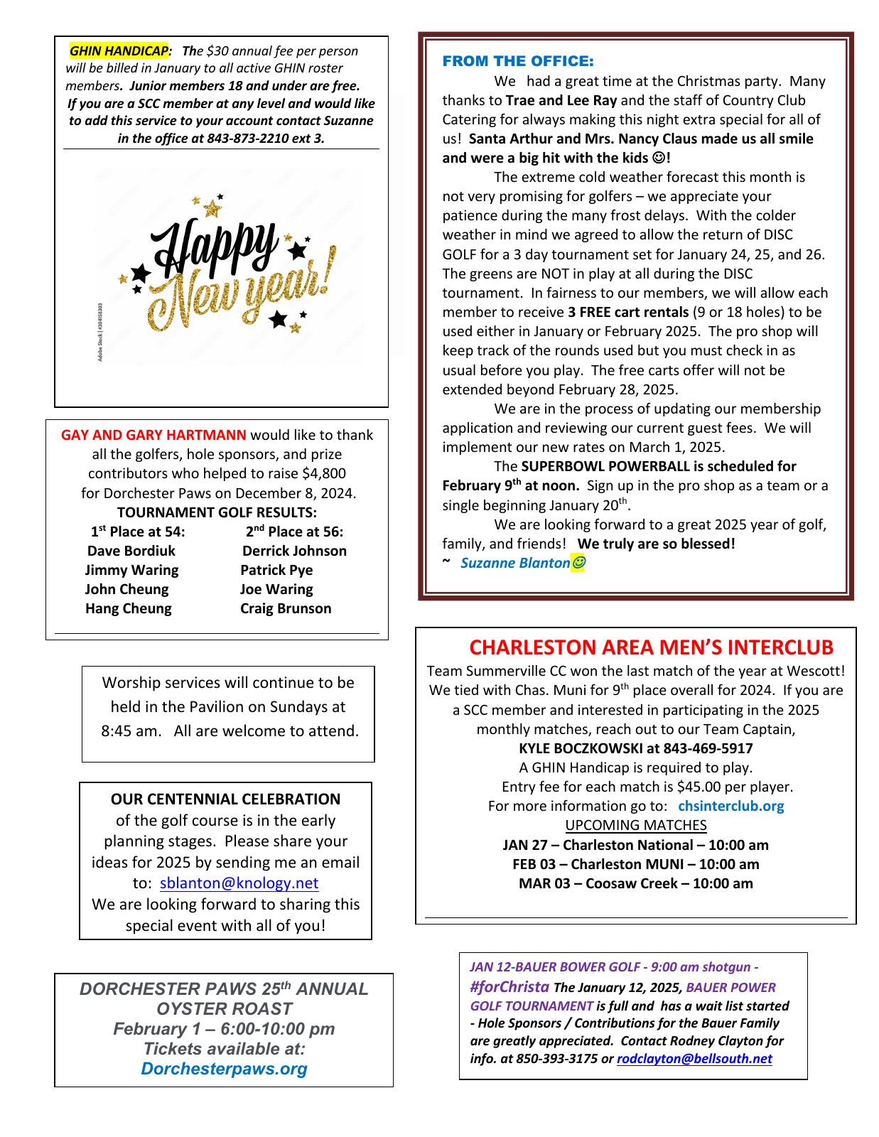 January 2025 newsletter, page 2 of 2