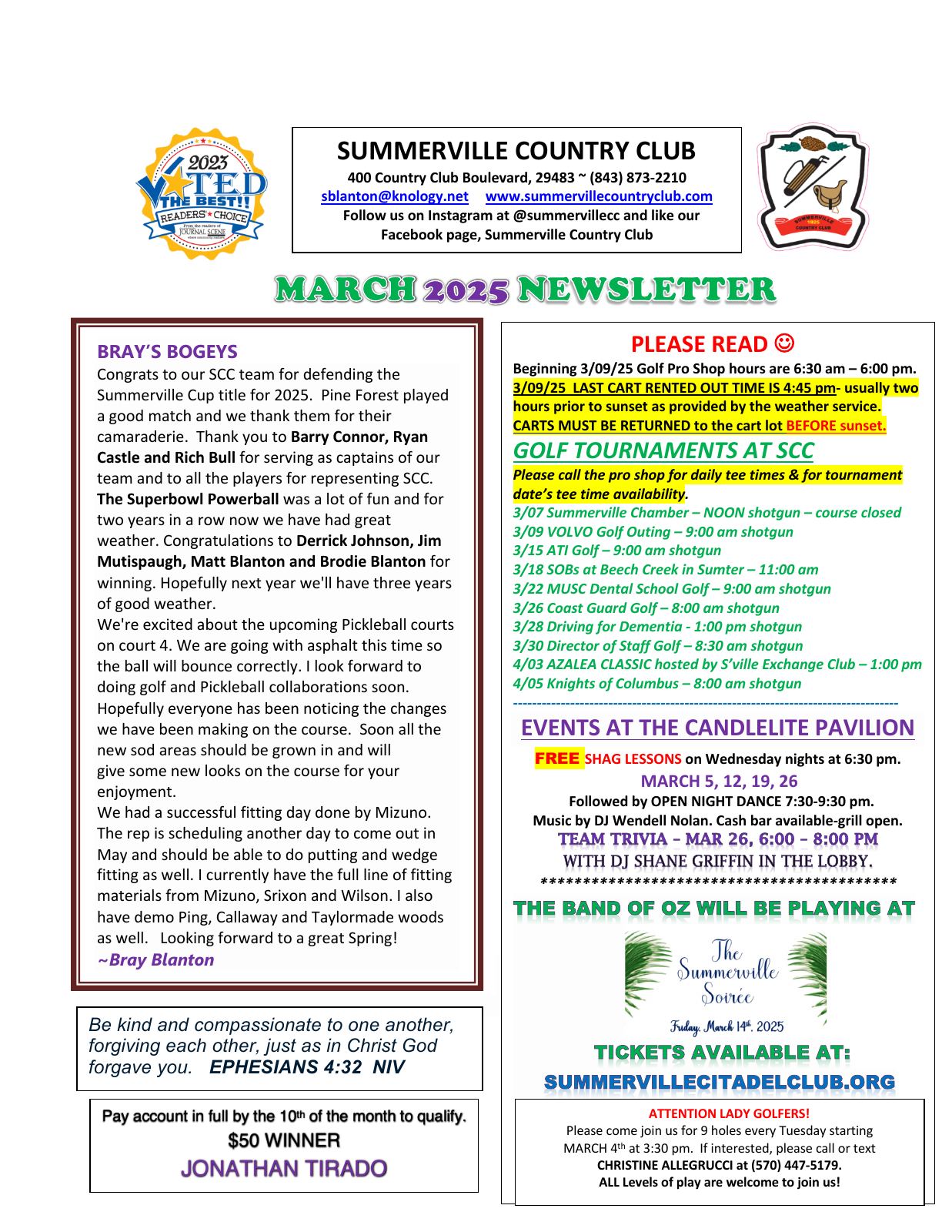 March 2025 newsletter, page 1 of 2