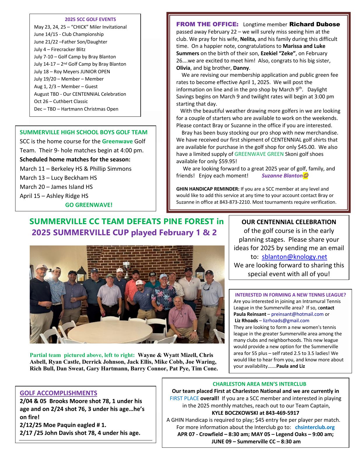 March 2025 newsletter, page 2 of 2