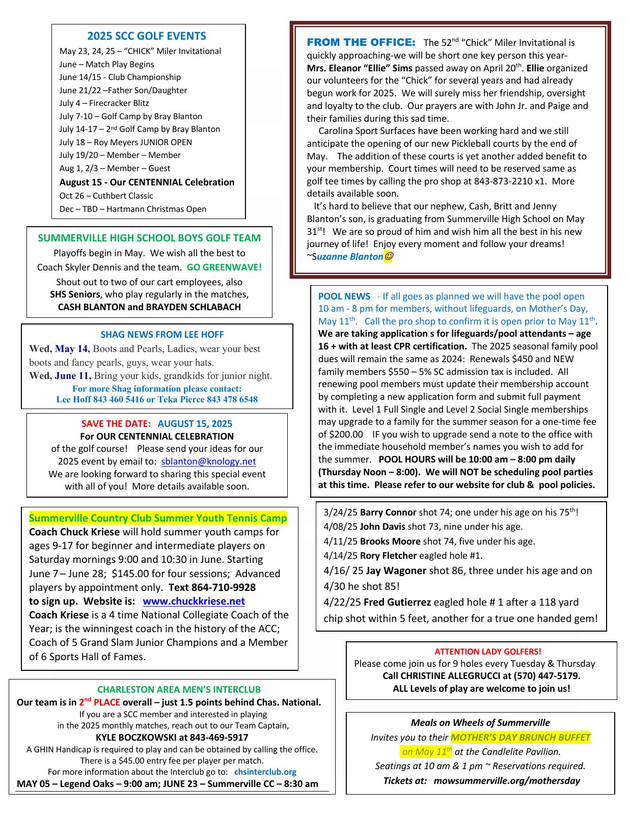 May 2025 newsletter, page 2 of 2